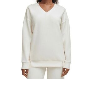 Andrew Marc New York Women's Ribbed VNeck Pullover Sweater Top Cream Size XXL